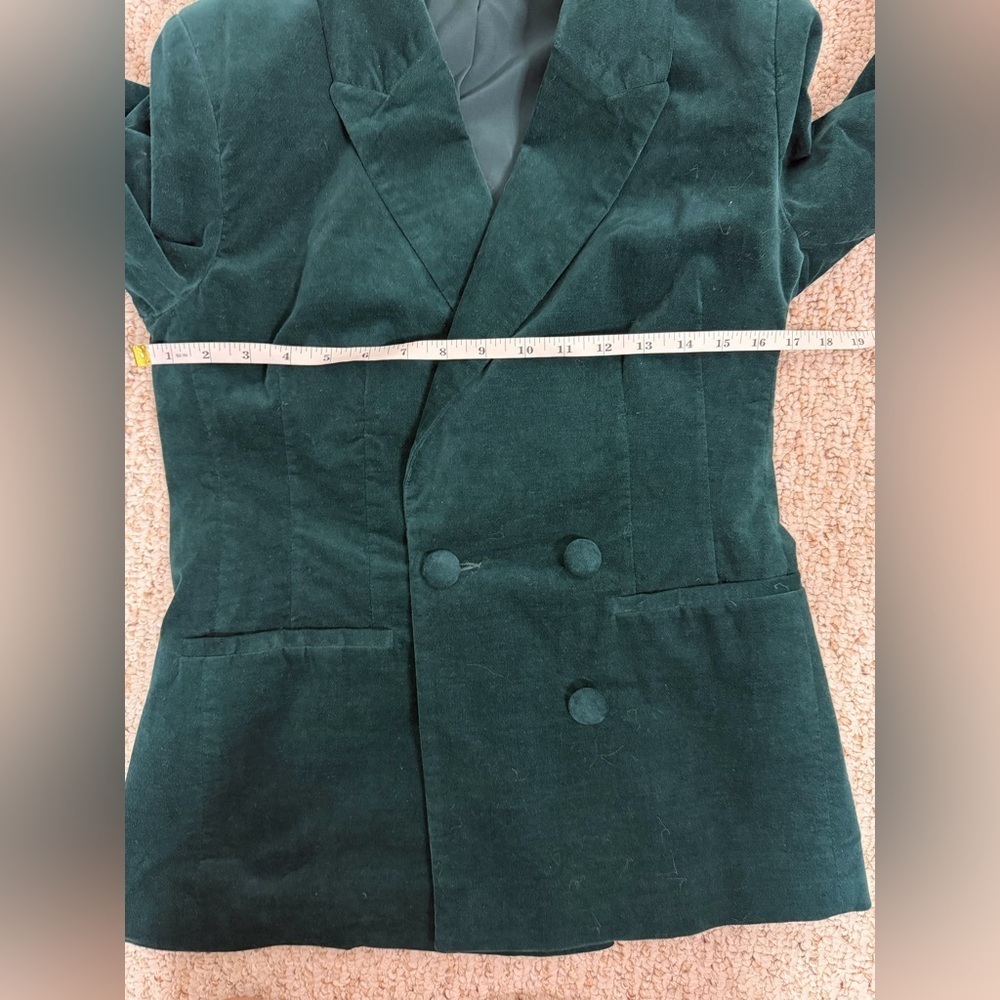 Matilda Jane Good Hart Double-Breasted Velvet dark green Women's Blazer size S - Picture 9 of 9